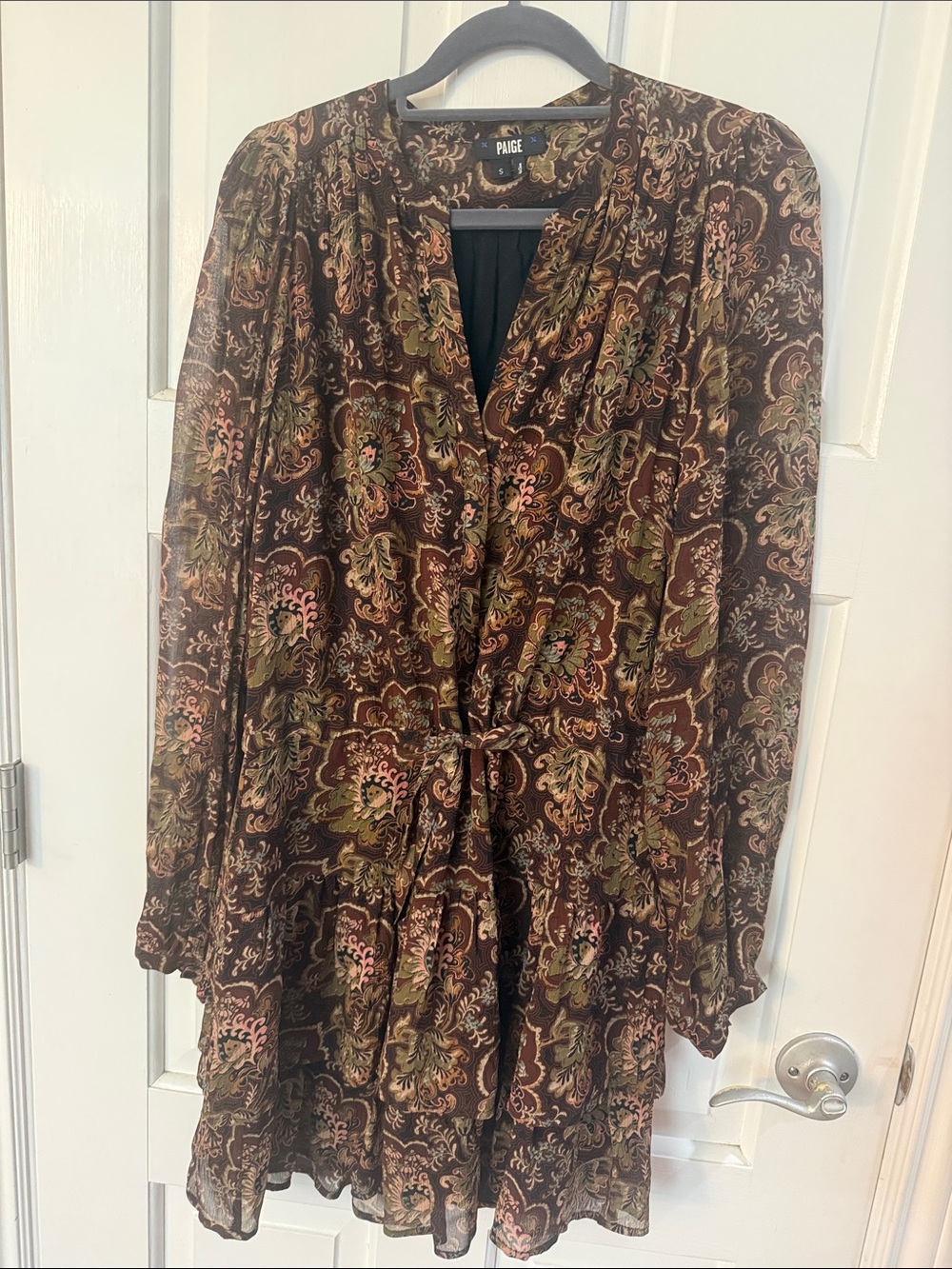 PAIGE Brown Multi Floral-Print V-Neck Blouse